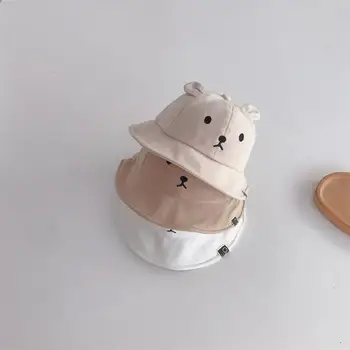  1 ~ 8PCS сладък мечка бродерия бебе кофа шапка с ухо пролет лято открит случайни деца слънце шапка мек памук карикатура бебе - Изображение 2  