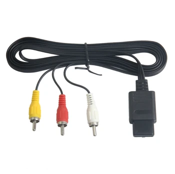  10pcs / партида високо качество 180CM 6FT AV TV RCA аудио видео кабел кабел за игра куб SNES GameCube за Nintendo N64 64 - Изображение 1  