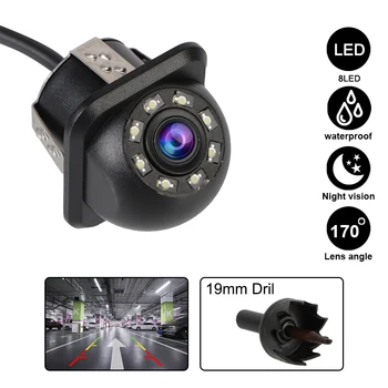 12V камера за задно виждане на автомобила PDC помощ при паркиране Резервно инфрачервено нощно виждане 8 LED 170 ° широкоъгълен мониторинг Авто аксесоари - Изображение 1  