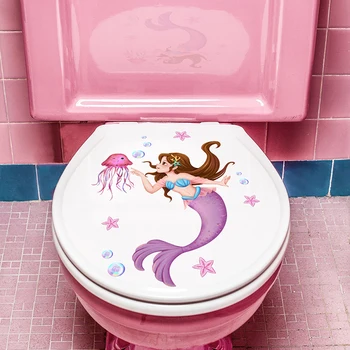 1PC Морско дъно животни тоалетна стикер WC самозалепващи картини Сменяеми баня Decal декоративна стая декор стена стикери - Изображение 1  