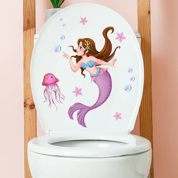 1PC Морско дъно животни тоалетна стикер WC самозалепващи картини Сменяеми баня Decal декоративна стая декор стена стикери - Изображение 2  