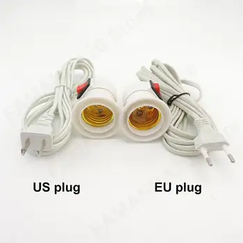  2.5m AC захранващ кабел E27 LED лампа крушка бази гнездо държач САЩ САЩ щепсел превключвател тел удължителен кабел M2 - Изображение 1  