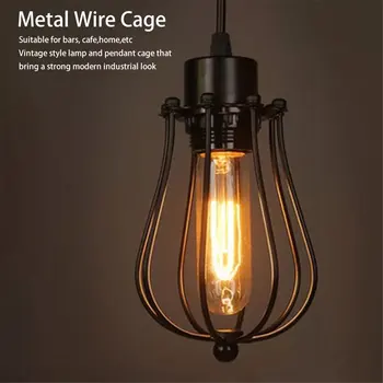 2023 Нова индустриална реколта антични лампи обхваща висулка полилей метална тел клетка таван висящи охрана кафе барове лампа нюанси - Изображение 1  