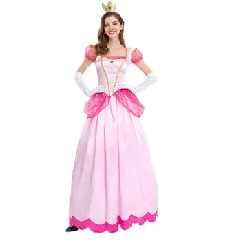 2023 Ново CosDaddy принцеса праскова косплей костюм възрастни жени жълта рокля розови поли момичета Хелоуин карнавал костюм - Изображение 2  