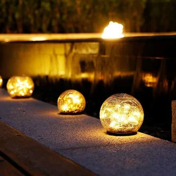 2Pcs външна слънчева водоустойчива лампа Crack топка лампа, земята пейзаж декорация LED светлина декорация - Изображение 2  