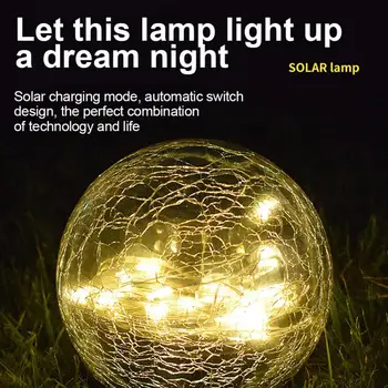 2PCS слънчева градинска светлина LED напукана стъклена топка заровена светлина външна водоустойчива лампа за трева за дома двор пътека Коледа - Изображение 2  