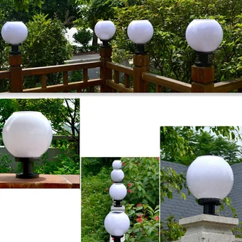 2X LED 200MM слънчева стена стълб лампа открит кръгла топка кръгла светлина пътека светлина - Изображение 2  