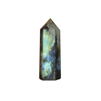 2X Лунен камък кристална колона естествен лабрадорит кварцов обелиск кристална колона пръчка точка лечебен камък Начало декор 5-6Cm - Изображение 1  