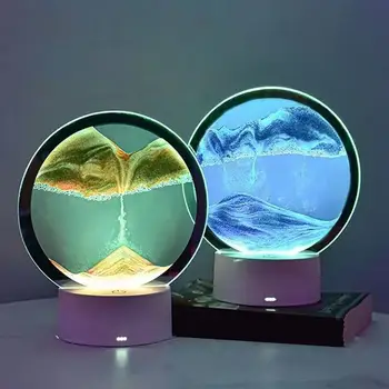 3D пясък изкуство течност движение 3D USB зареждане плаващи пясък живопис лампа движещи пясък изкуство лампа творчески пясък изкуство за дома - Изображение 2  