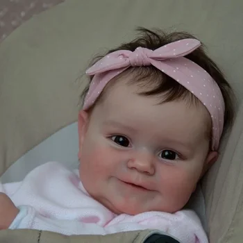 50CM Преродени кукли Мади усмивка момиче новородено бебе реалистична 3D кожа, боядисана с ръчно вкоренена коса Популярна колекция Арт кукла - Изображение 1  