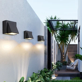 6X 3W Модерна минималистична творческа външна водоустойчива стенна лампа LED външна градинска светлина топло бяла - Изображение 2  