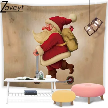 95x73cm Изберете коледни подаръци карикатура Дядо Коледа гоблен стена изкуство декорация фон кърпа снежен човек гоблени общежитие - Изображение 2  