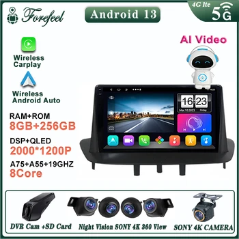 Android 12 За Renault Megane 3 Fluence Samsung SM3 2008 - 2014 Мултимедиен плейър Стерео глава единица GPS навигация QLED екран BT - Изображение 1  