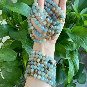 Blue Onyx Crystal Bead Bracelet за жени, Кварцови гривни от скъпоценни камъни, Рейки лечебна енергия, Подарък за модни бижута, 1PC - Изображение 1  