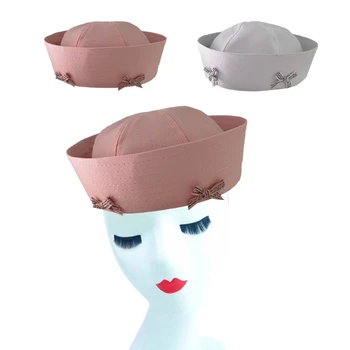 Cosplay шапка с малки Bowknot декори Капитан Navy морска шапка за жени мъже смешно косплей шапка аксесоари - Изображение 2  