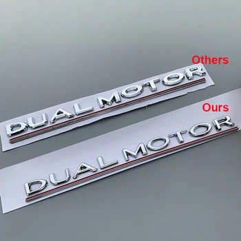 DUAL MOTOR подчертани букви емблема за Tesla модел 3 кола стайлинг монтаж висока производителност багажника значка стикер хром черно - Изображение 2  