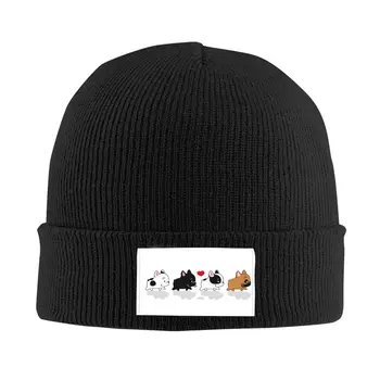 Frenchie Family French Bulldog Dog Lover Skullies Beanies Caps Hip Hop Winter Warm Men Women Плетене на шапка Шапки за възрастни - Изображение 1  