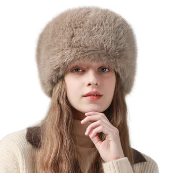 Furry FauxFur кофа шапка за зимата Сгъсти кофа за подплата Руска шапка за тийнейджъри Възрастен Дейност на открито Топла ски шапка DXAA - Изображение 1  