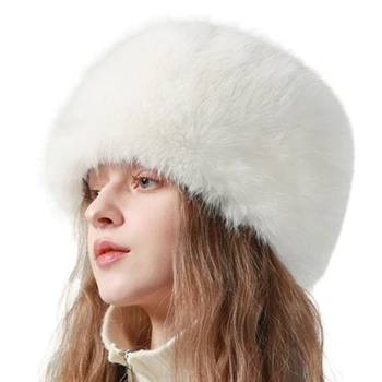Furry FauxFur кофа шапка за зимата Сгъсти кофа за подплата Руска шапка за тийнейджъри Възрастен Дейност на открито Топла ски шапка DXAA - Изображение 2  