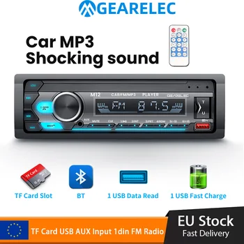 Gearelec 1 din Bluetooth стерео MP3 плейър Автомобилно радио Аудио FM Aux входен приемник 12V SD TF USB Мултимедиен авторадио плейър - Изображение 1  