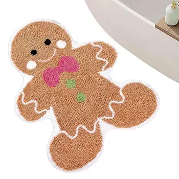 Gingerbread Man Килим Килим Етаж Мат с Gingerbread Man Постелки за баня Килими за баня Неплъзгащи се изтриващи се изтрива за входна врата - Изображение 1  