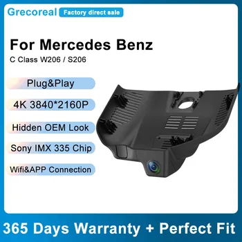 Grecoreal Dash Cam Wifi 4K Dashcam за Mercedes Benz C Class W206 2023 2022 AMG C43 C63 OEM автомобил DVR предна задна двойна камера - Изображение 1  