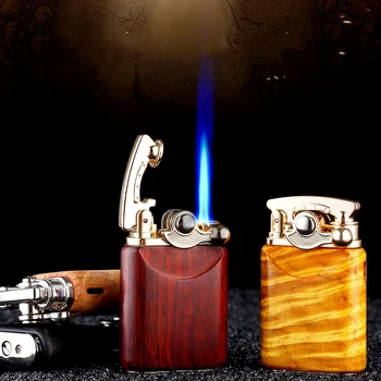Jobon Сандалово дърво Газова надуваема запалка Ветроупорен рокер Blue Jet Torch Пламък Творческа личност Ретро кутия за подаръци за пушене - Изображение 1  