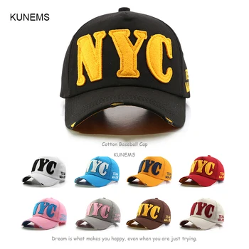KUNEMS Дамски бейзболни шапки Модно писмо NYC лятна шапка за мъже Ежедневни шапки Външна слънцезащита Шапки за слънце Унисекс - Изображение 1  
