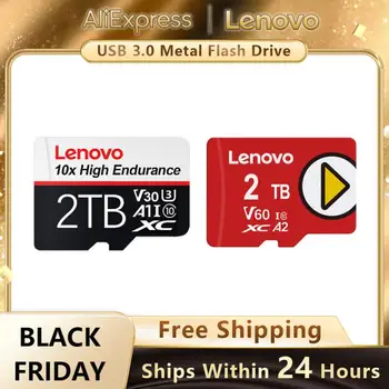 Lenovo карта с памет клас 10 UHS-I Micro TF SD флаш диск карта 2TB 1TB 512GB 256GB мини SD TF карти висока скорост C10 безплатна доставка - Изображение 1  
