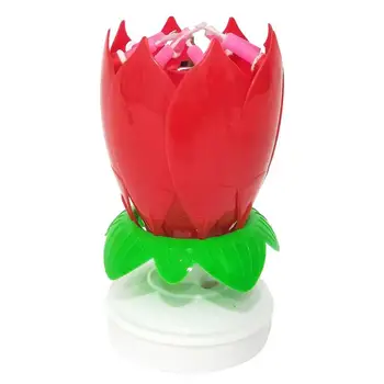 Lotus Candle Creative Въртяща се музикална свещ Пееща свещ Захранвана със свещи Въртяща се торта Topper Свещ за рожден ден за многократна употреба Подходящ за всякакъв размер - Изображение 1  