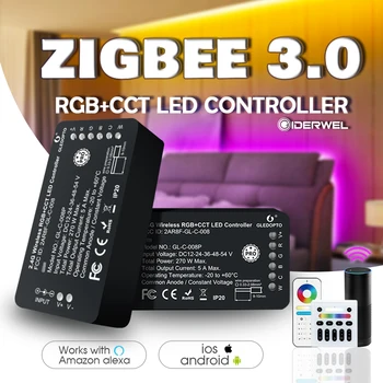 Smart Zigbee 3.0 контролер плюс RGB + CW + WW LED Light Strip Dimmer Gateway Дистанционно гласово управление Работа с Echo Plus SmartThings - Изображение 1  