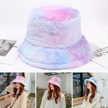 Soft открит ваканция жени риболовни шапки зимна топла шапка изкуствена кожа капачка вратовръзка-боя кофа шапки - Изображение 2  