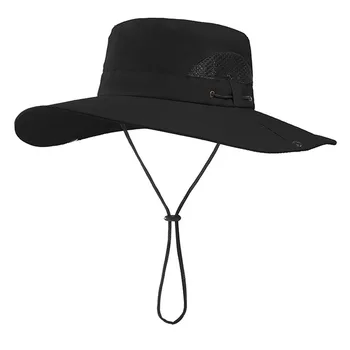 Summer Wide Brim Bucket Hats Fashion Outdoor Drawner Mountaineering Sun Hat Fishing Panama Cycling Visors Breathable Mesh - Изображение 2  