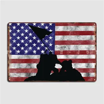 US Flag Over Iwo Jima Metal Plaque Poster Club Начало Дом Класически плакети Калаени плакати - Изображение 1  