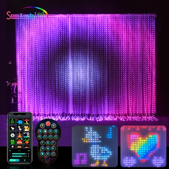 Window завеса низ светлини цвят промяна фея светлини Smart App-контролирани LED RGB низ светлини за Коледа сватба Bedroo - Изображение 1  