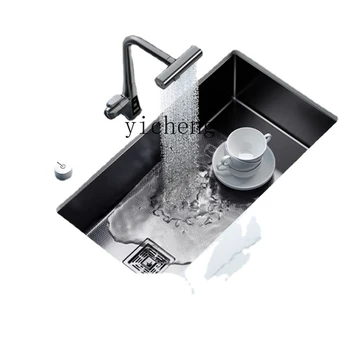YY мивка зеленчуков басейн интегриран басейн за измиване на ръце 304 неръждаема стомана домакинство голяма единична мивка - Изображение 1  