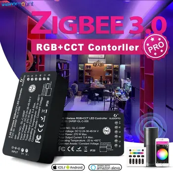 Zigbee 3.0 Pro Smart WiFi LED лентов контролер RGBCCT съвместим с хъб Tuya SmartThings App / Voice / 2.4G RF дистанционно управление - Изображение 1  