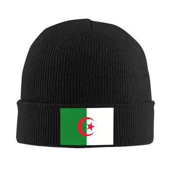 Алжир Флаг Skullies Beanies Caps Streetwear Зимни топли жени Мъже плетат шапка Унисекс шапки за възрастни - Изображение 1  