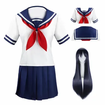 Аниме Yandere симулатор Аяно Айши косплей костюми момичета училище JK униформа пълни комплекти - Изображение 1  