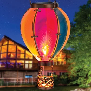 Балон с горещ въздух Слънчев фенер Слънчеви висящи светлини Външен слънчев фенер с трептяща пламъкова светлина, водоустойчив за градински двор - Изображение 1  