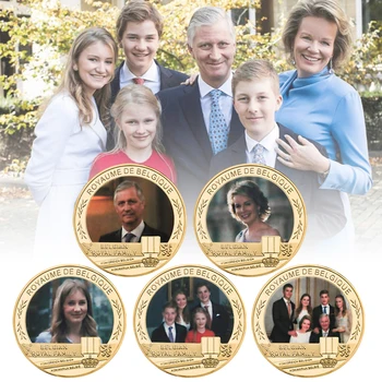 Белгия Белгийско кралско семейство позлатено възпоменателно предизвикателство монета Сувенир Бизнес подарък за колекция 