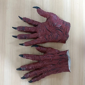 гореща продажба червен демон нокът ръкавици ужас дявол чудовище нокти за Хелоуин косплей костюм подпори аксесоари - Изображение 2  