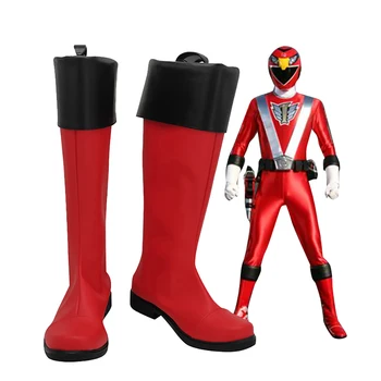 Двигател Sentai Go-onger Go-On Red Sosuke Esumi Cosplay ботуши червени обувки по поръчка - Изображение 1  