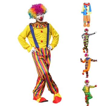 Делукс костюм клоун филм костюми за възрастни зловещ клоун мъжки Хелоуин костюм фестивал плат парти аксесоари - Изображение 1  