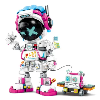 Дизайнер творчески астронавт домашен любимец тухла модел пространство изследване сглоби градивен блок образователни играчки със светлина за подаръци - Изображение 1  