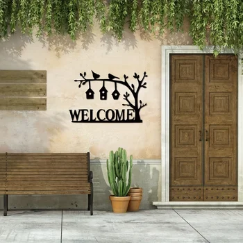  Добре дошли Metal Welcome Sign, Welcome House Decor, Metal House Sign, Metal Outdoor Sign, Mother's Day Gift - Изображение 1  