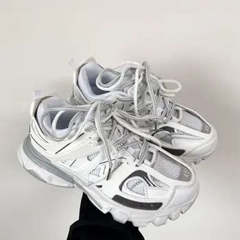 Женски мъжки татко обувки за бягане Платформени маратонки Стилни ежедневни маратонки за жени Мъже Бели спортни дебели обувки - Изображение 1  