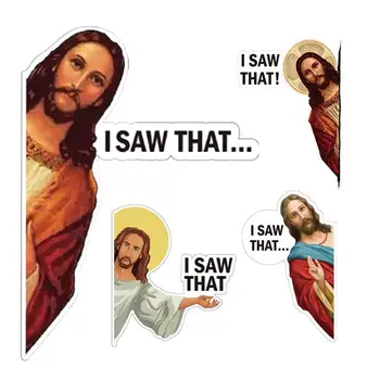 Исус кола стикери смешно Исус стикер декоративни UV защита водоустойчив лесен за прилагане Исус видях този стикер камион - Изображение 1  