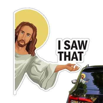 Исус кола стикери смешно Исус стикер декоративни UV защита водоустойчив лесен за прилагане Исус видях този стикер камион - Изображение 2  