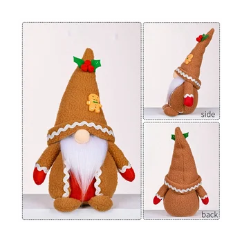 Каки Gingerbread Man Коледа плюшени плетене Faceless Gnome Santa Rudolph кукла за дома подаръци орнаменти женски - Изображение 1  